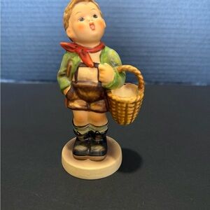 Hummel Boy Figurine with Basket - Green and Brown